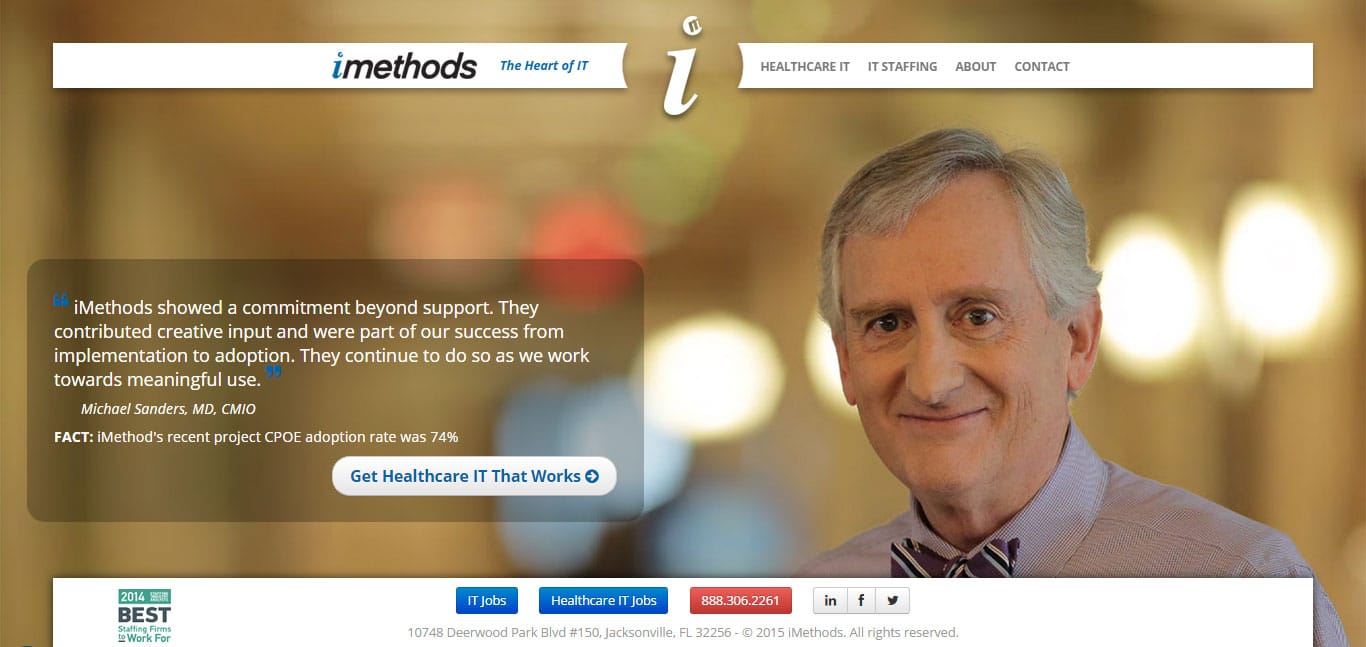 Preview image of the iMethods website that we created for our client.